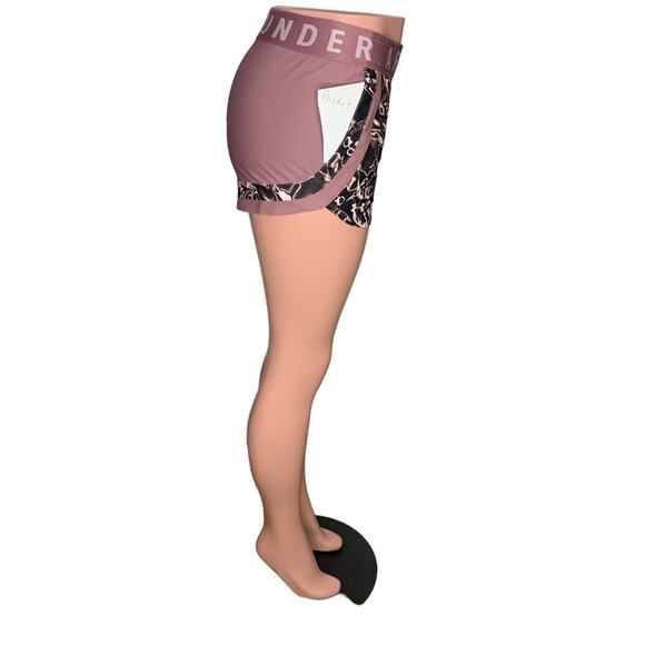 Under Armour Loose Running Shorts Size XS Dusty Pink and Black Abstract Print - Picture 7 of 12